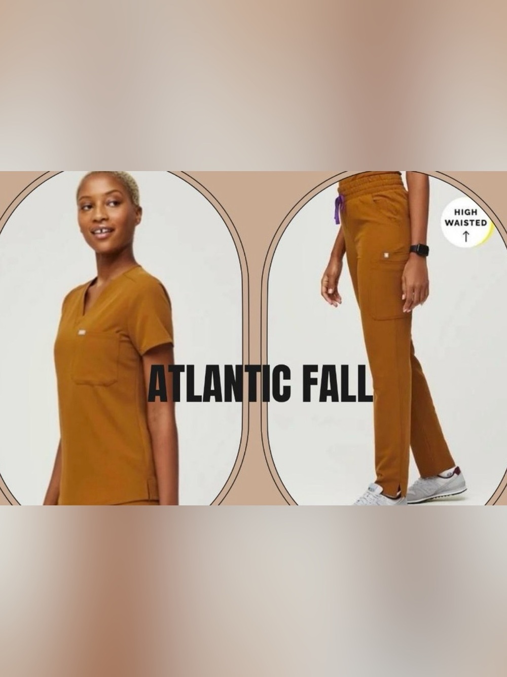 FIGS Women Scrubs Set – Atlantic Fall  LG Catarina Top&M Yola Slim Scrub Pants